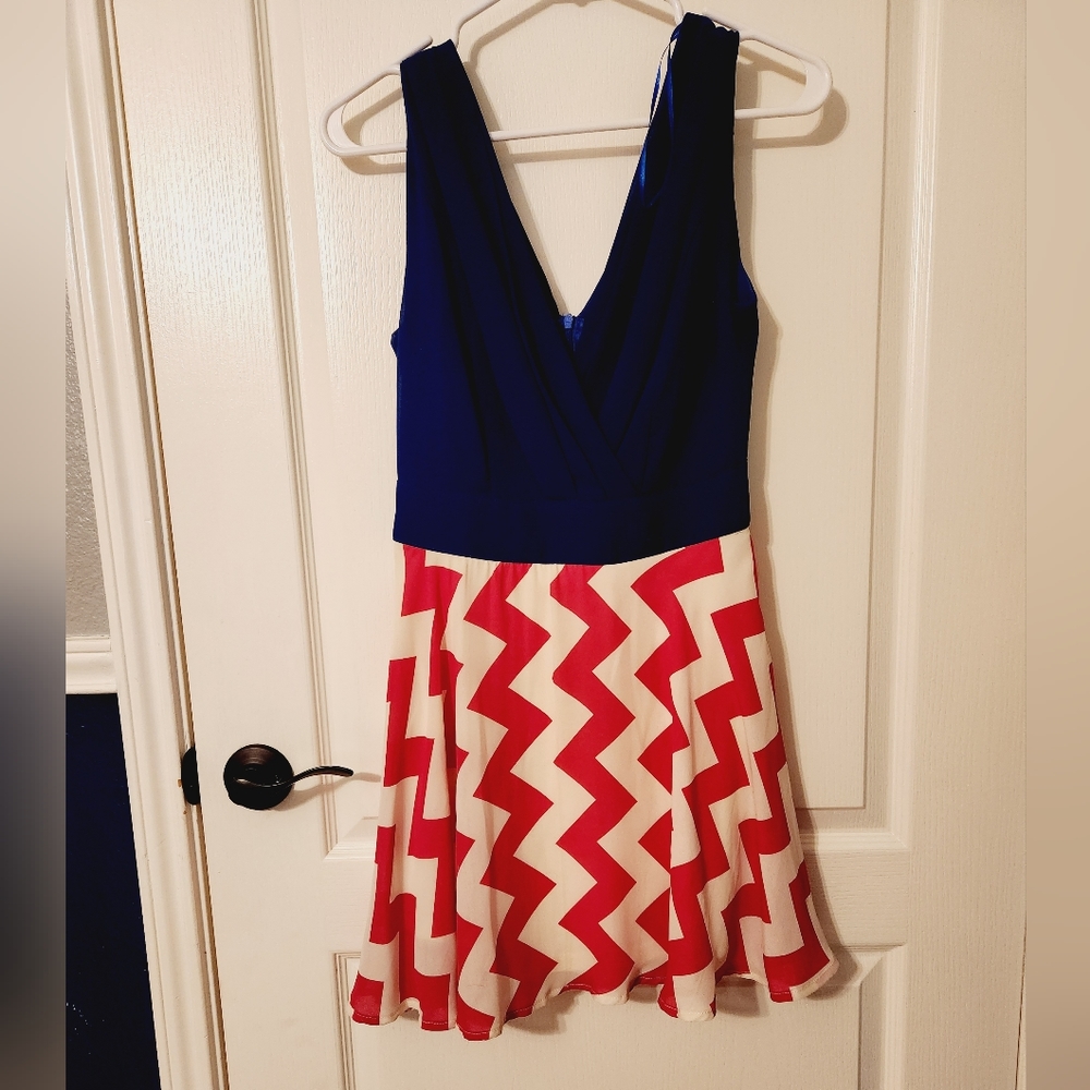 Pink and white chevron dress